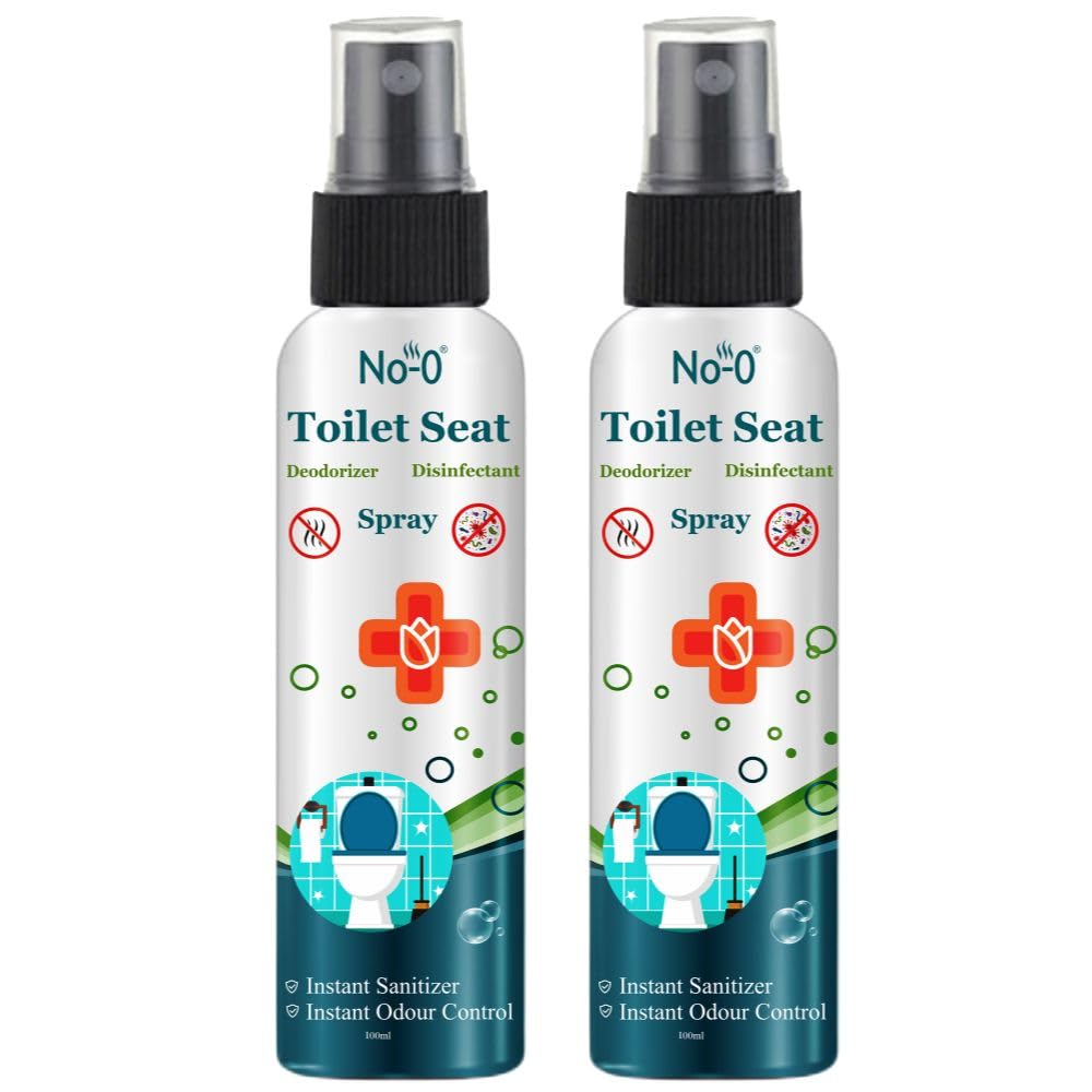 No-O Toilet Seat Sanitizer Spray (100ml - Pack Of 2) - Mint | Reduces The Risk Of UTI & Other Infections | Kills 99.9% Germs & Travel Friendly | Anti Odour, Deodorizer