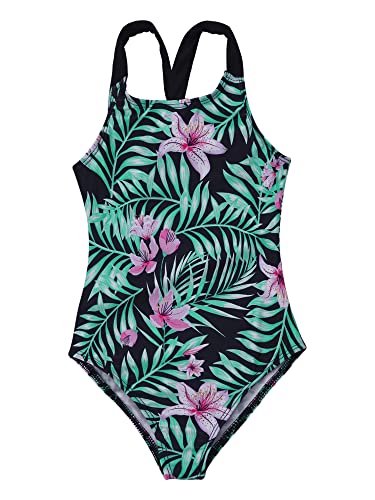 Moily Kids Girls One Piece Horse Printed Swimsuits Criss Cross Back Swimwear Beach Sport Bathing Suit4