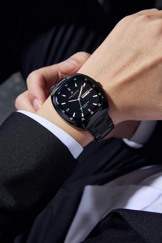 Image of Daniel Hechter Paris Bercy Collection Analog Quartz Watch for Men with Square Dial, Day-Date Display, Crystal Hour Markers and Stainless Steel Strap - DHM1053