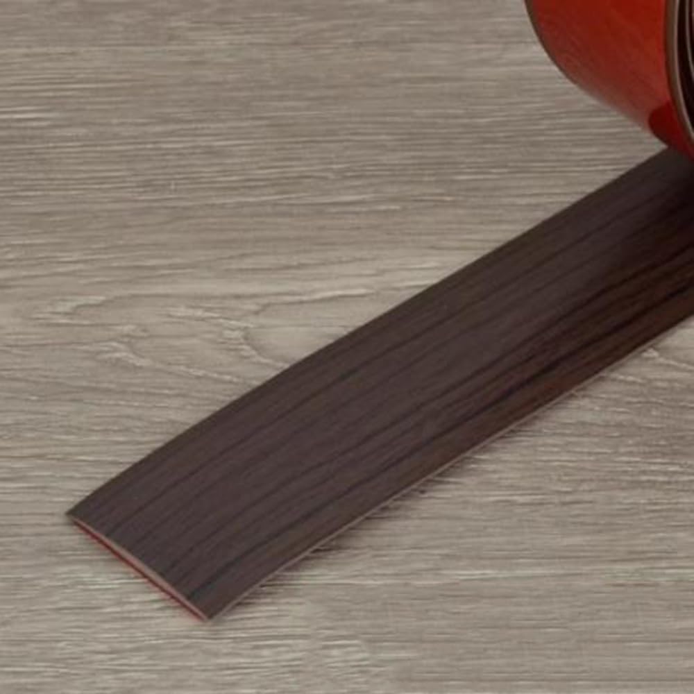 Psmpengamz Walnut Floor Transition Strip 2In, Flexible Threshold Strip Self Adhesive, Vinyl Mute Transition Strips Gap Covering, Floor Edging Flat Trim Strips(,5M)