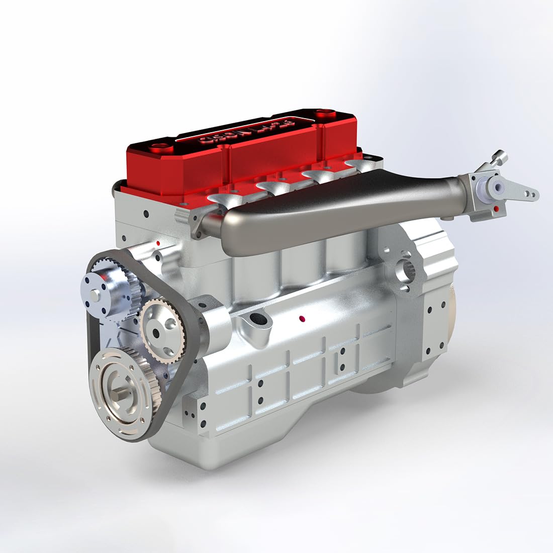 Brickaro L4 – DIY-Motor-Bausatz, Miniatur-OHV-Reihen-4-Zylinder-Viertakt-Wasserkühlmotor als Modell für die RC-Car-Sammlung (Bausatzversion)