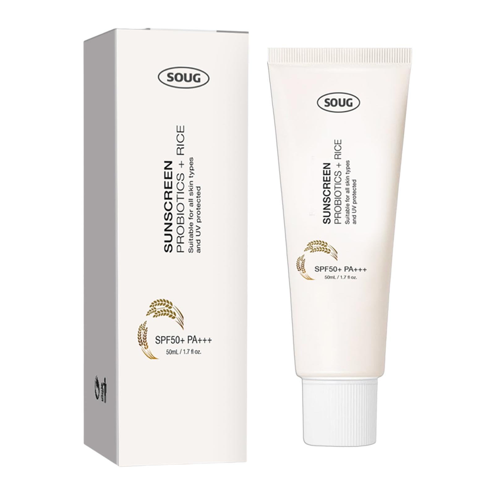 Protector Solar De Arroz,protector Solar Para La Cara De Arroz,Crema Protectora Solar Orgánica A Base De Arroz SPF50+,hidratante Facial Con,crema Solar Para Cara Y Cuerpo,crema Hidratante Y Protector