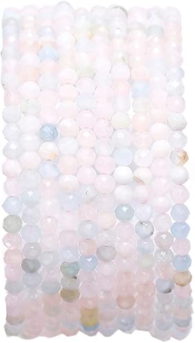 BEADIA Piedras preciosas redondas sueltas de morganita natural facetadas para hacer joyas de 0.118-0.138 in 15.0 in