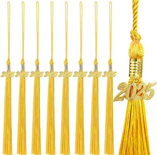 20Pcs Gold Graduation Tassels Academic Grad Cap Hat Tassel with 2025 Gold Charm for 2025 Graduation Ceremonies Accessories