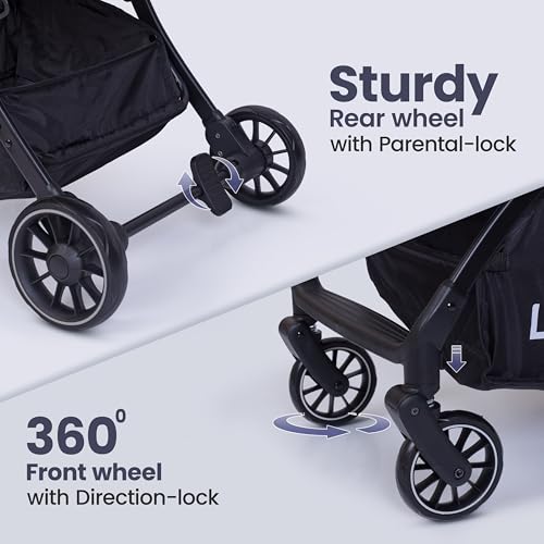 Image of LuvLap Regency Baby Stroller, Pram for 0 to 3 Years with 5 Point Safety Harness, Large Storage Basket, Heavy Duty Wheels, Easy Fold, Extendable Canopy, Multilevel Recline & Adjustable footrest