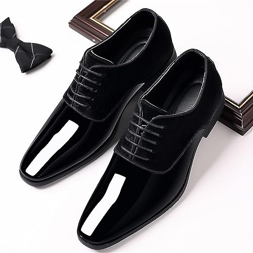Men's Vintage High Gloss Dress Shoes Patent Leather Suede Oxford Formal Business Suit Tuxedo Shoes Men's Loafers2