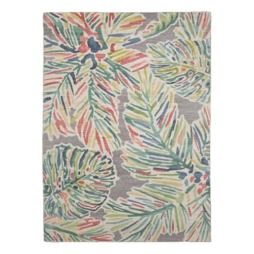 Tapete Lana Indoor Outdoor 7'x9' Gris y Verde