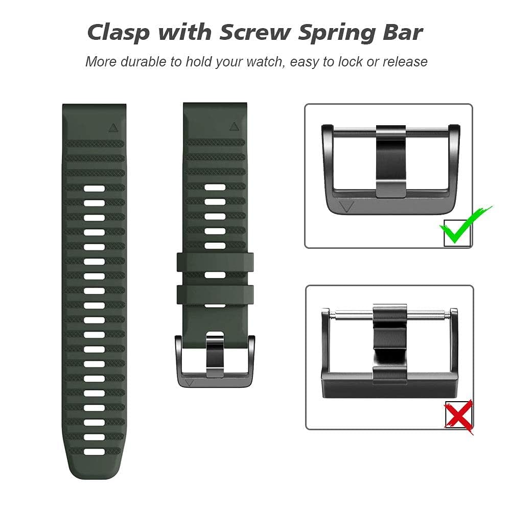 NotoCity Corrra para Garmin Fenix 7/6/5/6 Pro/7 Pro/5 Plus, Quickfit 22mm Correa para Garmin Fenix 8/8 pro 47mm, Forerunner 965/955/935, Nylon Correas para Epix Gen 2, Quatix 7(Negro+Verde militar) — view 4