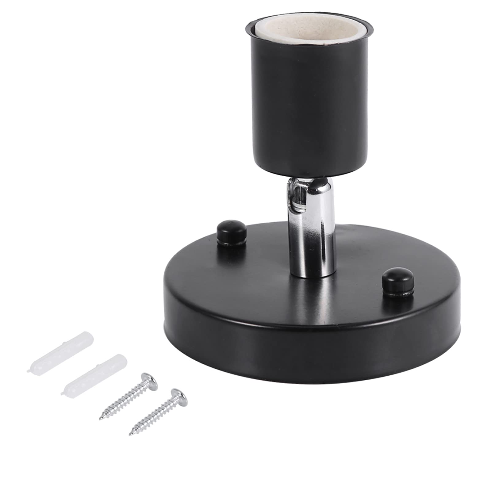 pilipane e27 lamp bulb holder adapter, modern vintage light socket ceiling lamp 180° rotating wall mounted lamp bulb holder socket ceramic iron garage basement storage room (black)