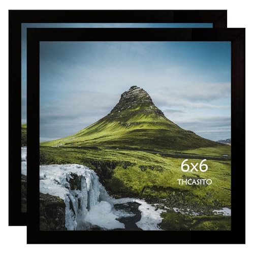 THCASITO Picture Frames 6x6 Black Square Photo Frames without Mat for Desk or Wall Decor, Set of 2