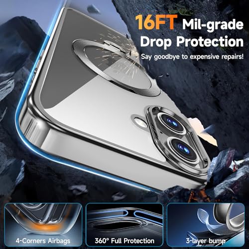 Coque iPhone 16 MagSafe antichoc transparente protection écran objectif support 360