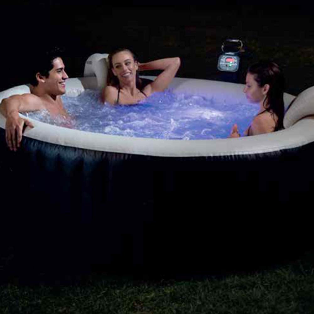 Intex 28428 Pure Spa Bubble Therapy, 216 X 71 Cm 6 Posti, Sabbia, con Pompa, Riscaldatore, Sistema Purificazione Acqua, Beige Classic & 28503 Luce A LED Multi-Color con Batteria per Bubble Spa