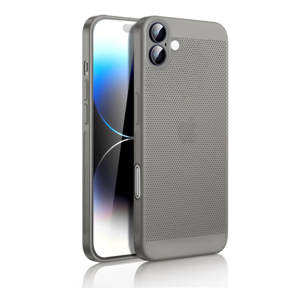 Dl3 Mobilak Case For iPhone 16 6.1-Inch Heat Dissipation Case with Built-in Camera Lens Protector Slim Fit Breathable Cooling Anti-Fingerprint Hard PC Back Shockproof Cover