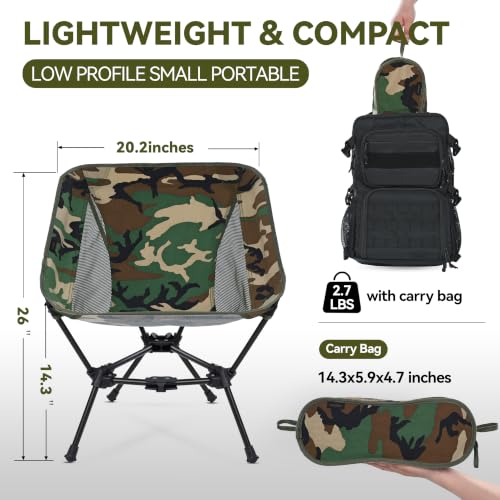 Image of MARCHWAY Lightweight Folding Camping Chair, Portable Foldable Compact for Outdoor Camp, Travel, Beach, Picnic, Festival, Hiking, Backpacking, Supports 330Lbs (Camo)