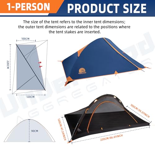 Carpa ultraligera impermeable para 1 persona para camping miniatura 4