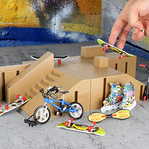 image for HOMETALL Fingerboard Skatepark Set 5Pcs with 13Pcs Mini Finger Toy Set