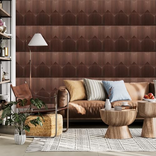 Image of Kayra Decor 3D PVC Wall Panel Artisian Design Walnut Wood Color 19.7 inch x 19.7 inch (Pack of 12) - Covers 32.34 Sq. Ft.