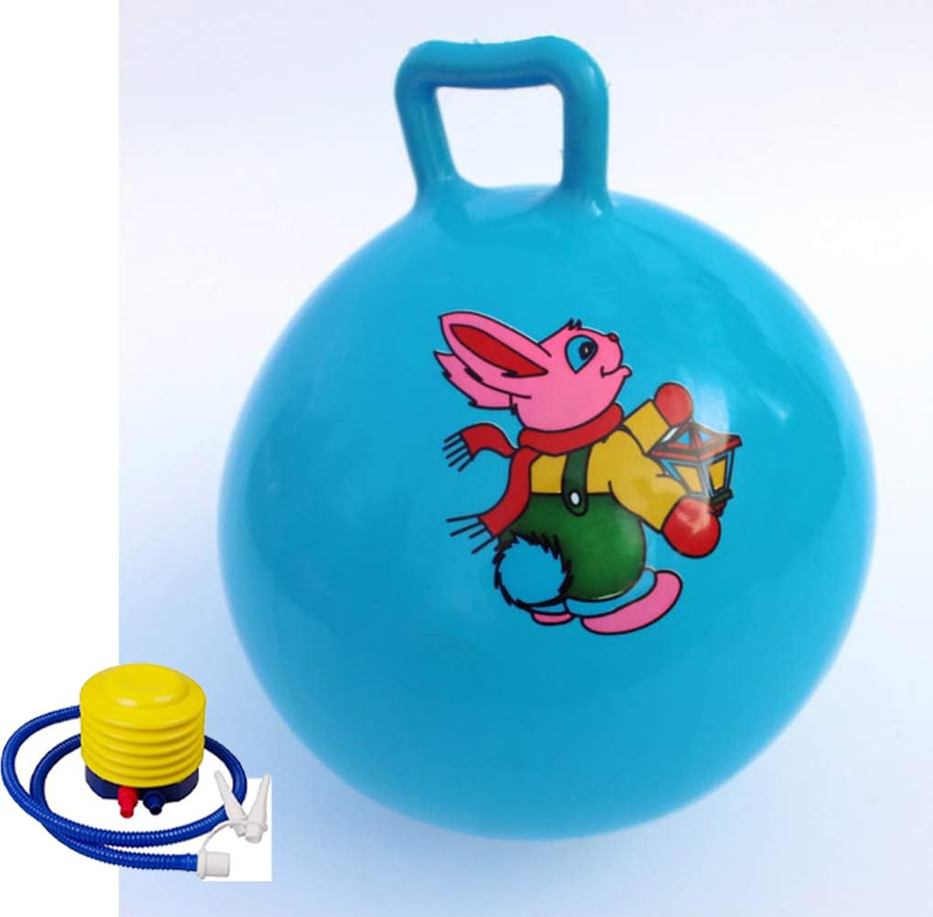 Space Hopper for Age 3+Bouncy Hopper Inflatable Bouncy Ball Space Ball with Handle Fitness Training Jumping Ball Kids Toddler Party (65 cm) (Blue)