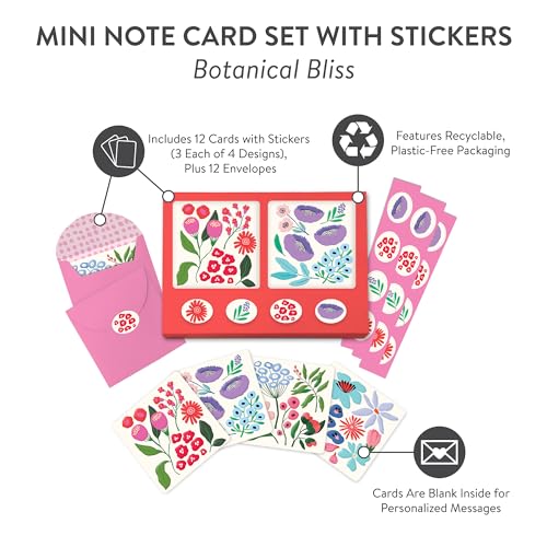 Image of Studio Oh! Botanical Bliss Blank Note Card Set with Envelopes and Stickers 12 Pack Assorted Greeting Cards, 260 GSM Textured Paper Stationery for Thank You Cards, Birthday Cards, Gift Card Envelopes