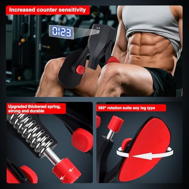 Thigh Master Thigh Trainer Hip Trainer Kegel Exerciser 77LB, Pelvic Floor Trainer with Leg Straps, Inner Thigh Exercise Workout Equipment for Home, Pelvic Floor Strengthening Device for Women Men