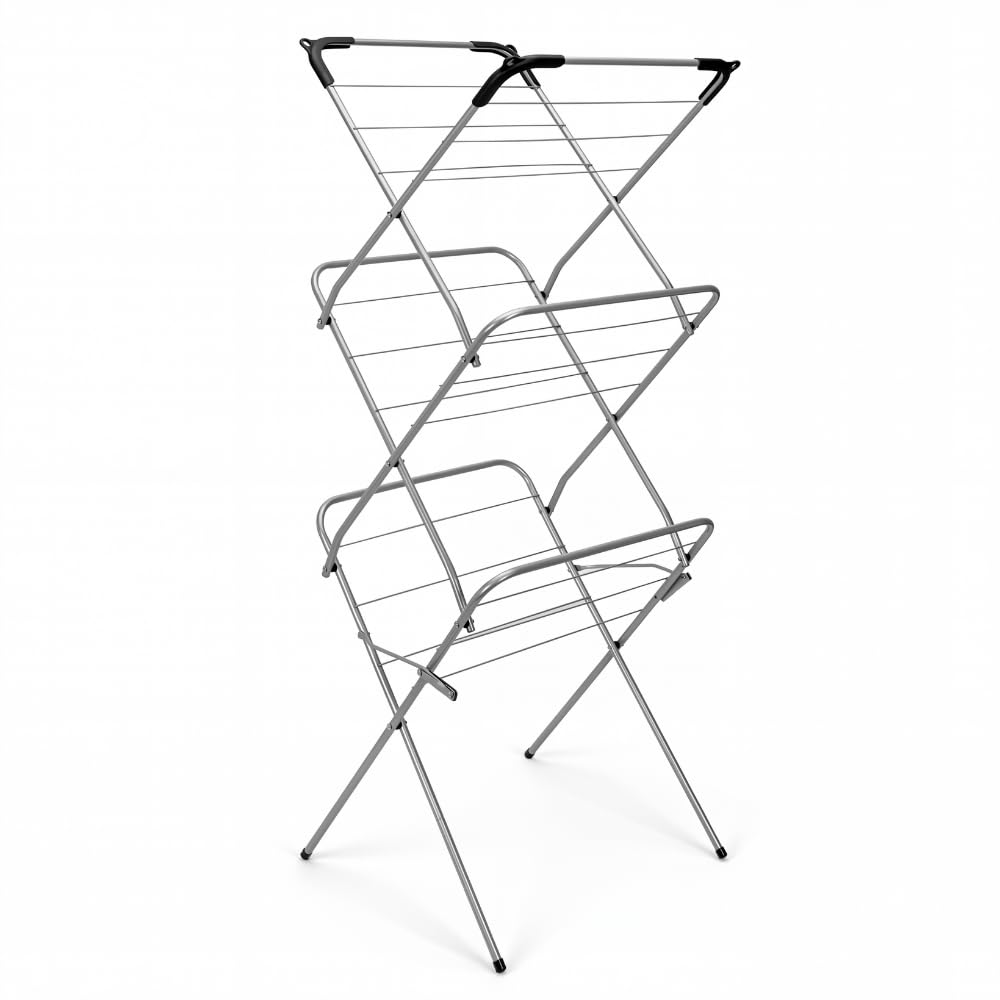 Metaltex Concerto Slim 3 Tier Drying Rack, Silver