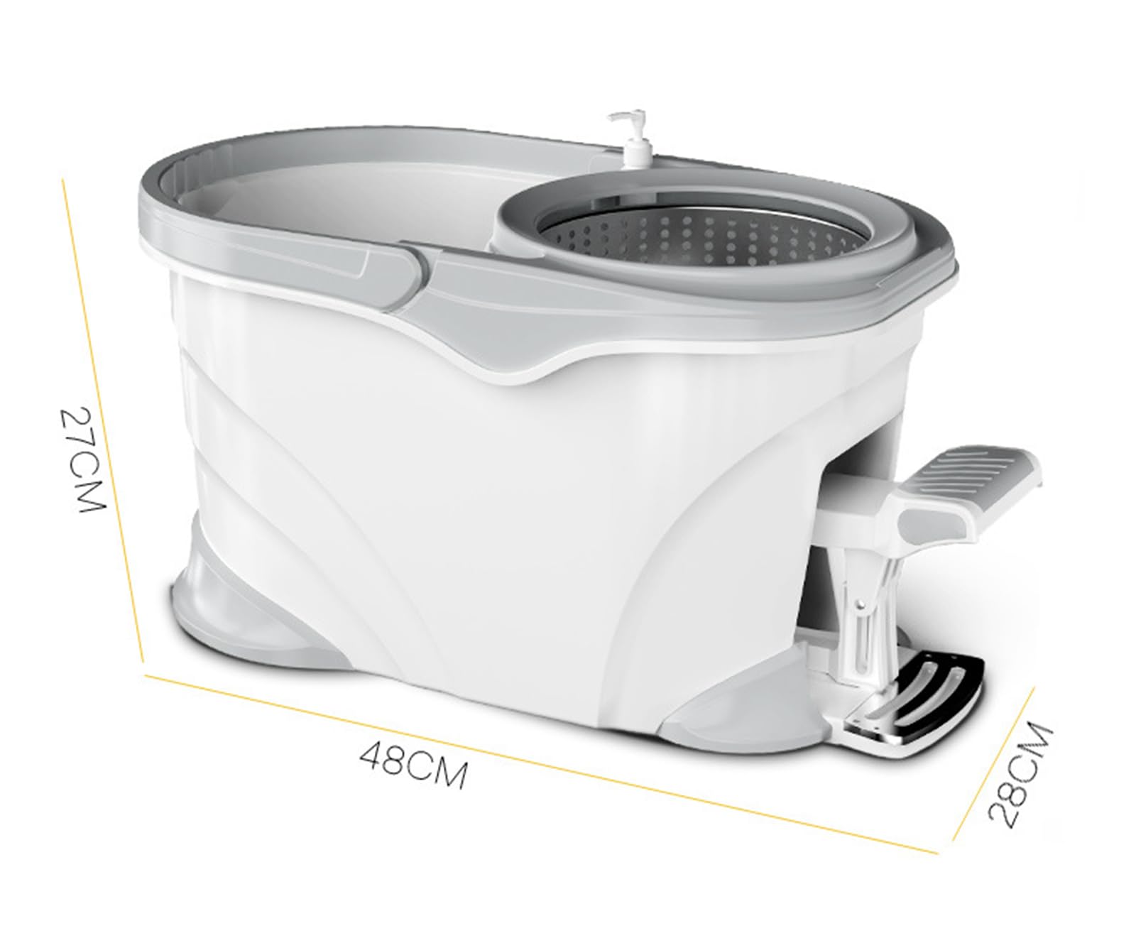 Juego de fregonas Spin Mop and Bucket con escurridor, Sistema de fregona giratoria de 360° con 2 Cabezales de Repuesto de Microfibra y Mango Ajustable de Acero Inoxidable, A
