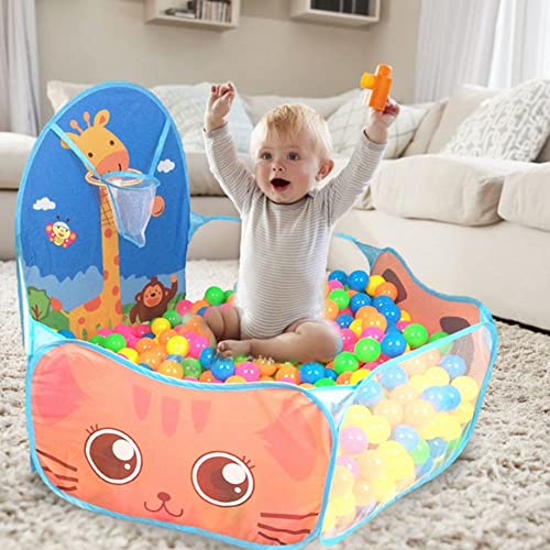 Image of BabyGo Kids Activity Basketball Giraffe Ball Pool for Kids, Play Tent House for 3+ Year Old Girls and Boys, Ball Pit for Kid, Spacious, Lightweight, Portable & Easy to Set Up (Blue) (No Balls)