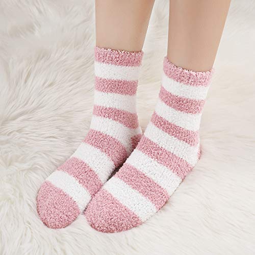 Image of HIALTODAY Fuzzy Socks Womens Cozy Fluffy Socks for Women Soft Winter Warm Socks for Home Christmas Gifts, Hot Pink