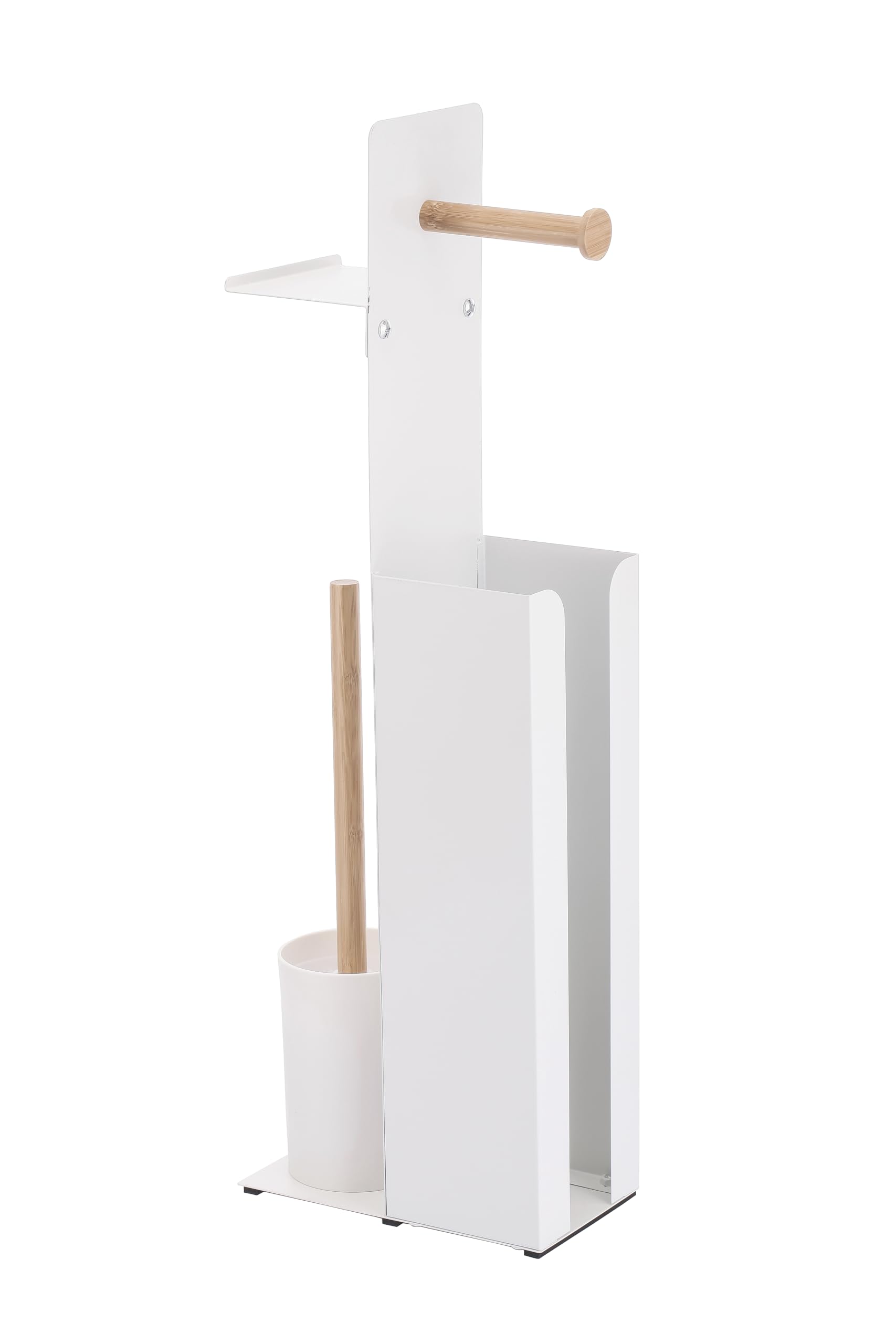 Spirella Combiné WC avec Support Smartphone Acier & Bambou Yoni Blanc Mat