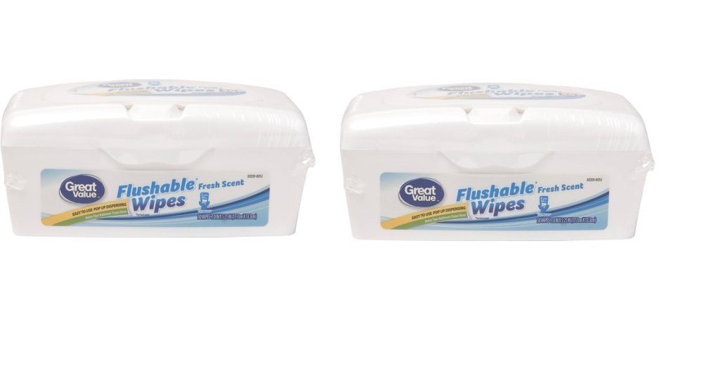 Great Value Flushable Wipes, 50 sheets (Pack of 2) Health & Household