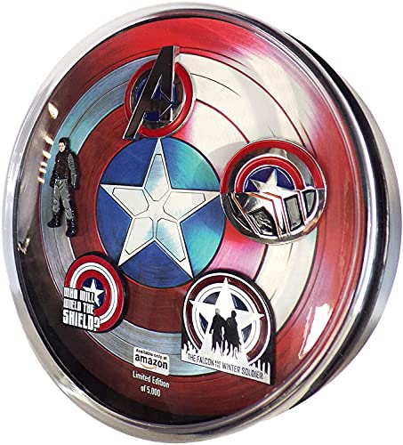 Marvel Studios: The Falcon and The Winter Soldier Metal based and Enamel 5 Lapel Pin Set with 16cm Officially Licensed Circular Window Box. (Amazon Exclusive)