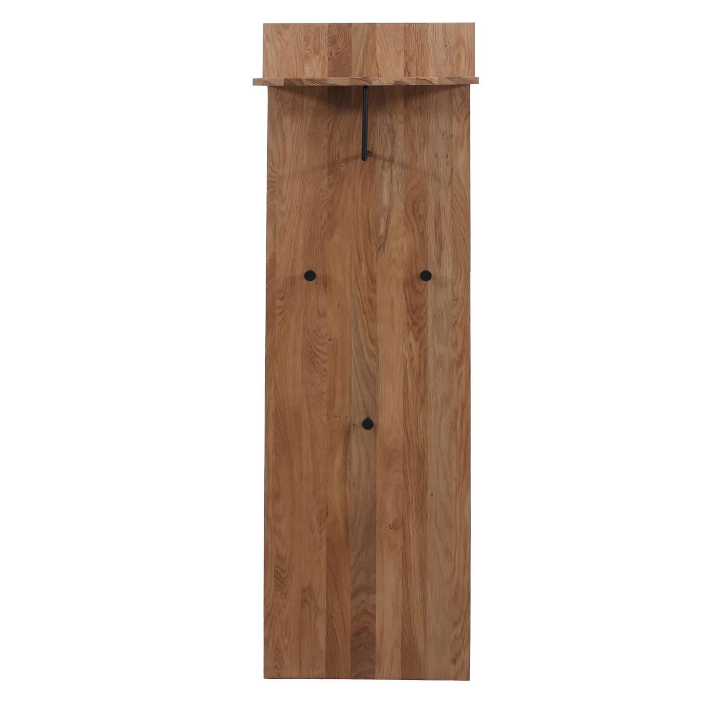 MCA Garderobenpaneel HWC-P55 Massiv-Holz Ablagefläche Haken, Eiche