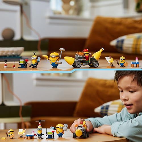 LEGO Moi, Moche et Méchant 4 Les Minions et la Voiture-Banane - Loisir Créatif Enfants - Set de Jeu du Film - Jouet Interactif pour Garçons et Filles dès 6 Ans - Jeu de Rôle 75580
