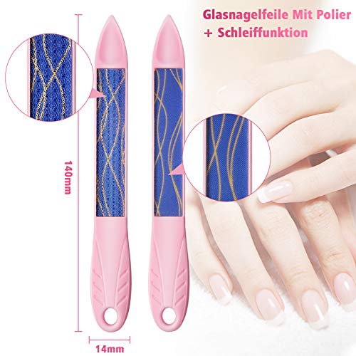 Nano-Glasnagelfeile Nagelfeile für Naturnägel, Nagelfeile Set Mit Polier + Schleiffunktion, Pediküre Nagelpflege, 2… – Bild 4