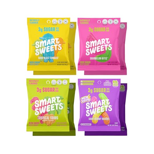 Image of SmartSweets Sour Variety Pack, Low Sugar Gummy Candy, 1.8oz Bags, 8 Pack