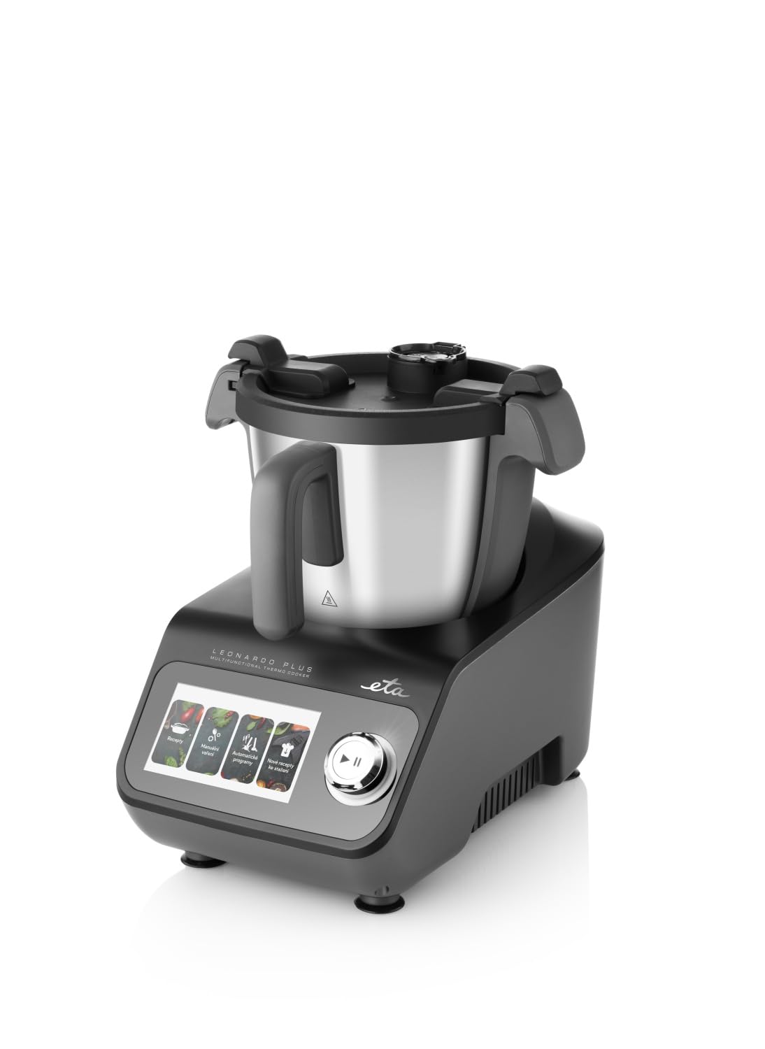 ETA Leonardo Plus, robot da cucina con funzione di cottura e bilancia, cottura a vapore, 1000 W, ciotola in acciaio inox, display LCD con molte ricette integrate, 15 funzioni, colore nero
