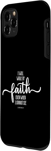 Miniatura 32 de Funda para iPhone 12 Pro Max con texto en inglés "I Will Walk By Faith, God Jesus Christian Bible Inspiration