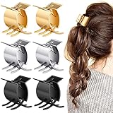 Kacctyen 6 Pcs Small Metal Hair Clips Metal Hair Claw Clips for Women Metal Bangs Mini Claw Clips Tiny Hair Clips Non Slip Hair Jaw Clips Hair Clamps Hair Pin Hair Accessories, Black, Gold, Silver