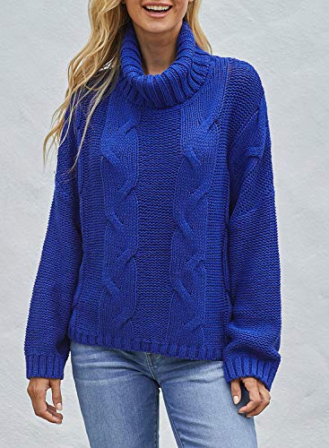 Image of Dokotoo Womens 2026 Winter Fall Solid Turtleneck High Neck Balloon Long Sleeve Sweaters Pullover Outerwear