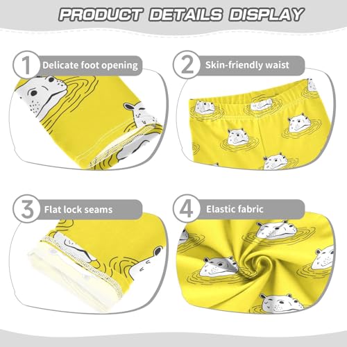 Girls Basic Leggings Baby Girls Pants Hippo Yellow Soft Footless Stretchy Tights Pants 4-10Y3