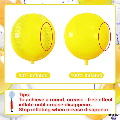 Image of KatchOn, Huge Yellow Mylar Balloons - 22 Inch, Pack of 6 | Yellow Foil Balloons, Yellow Party Decorations | Large Balloons for Sunflower Birthday Party Decorations | Round Mylar Balloons