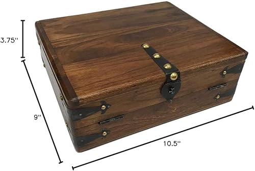 Miniatura 7 de 10-12" estilo colonial envejecido, reproducción de caja de escritura de madera de teca con accesorios, reproducción antigua