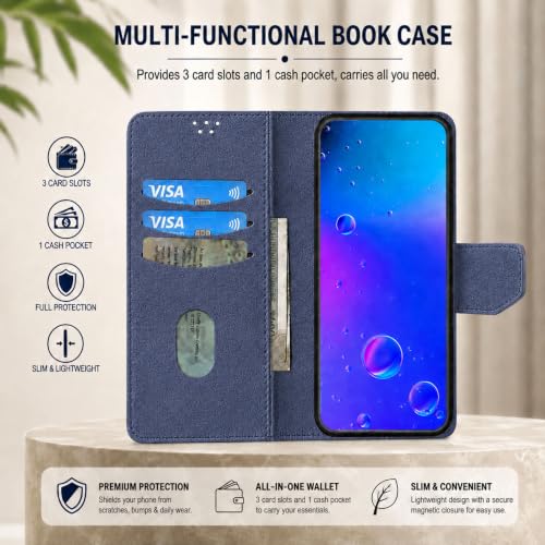 Image of SBMS Flip Cover for Oppo K13 5G Back Cover Case with Magnatic Closure | Inbuilt Stand | Card & Money Pocket (MatBlue)
