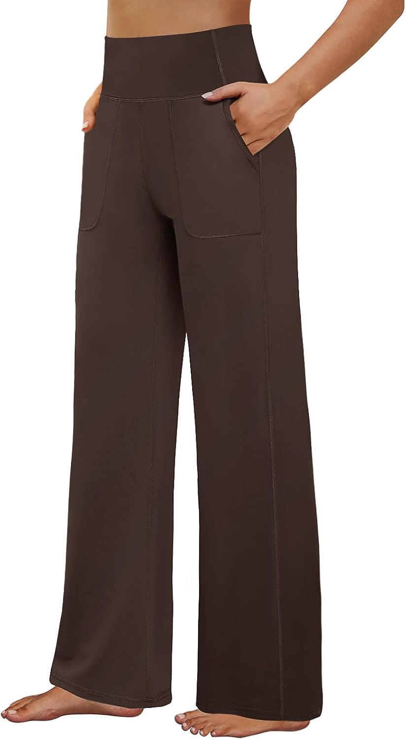 FireSwan Yoga Pants Women Wide Leg Pants High Waist Stretch Dress Loose Casual Lounge Sweatpants with Pockets
