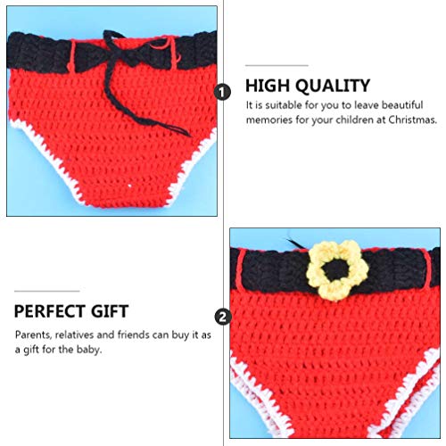 PRETYZOOM Pasgeboren Baby Fotografie Rekwisieten Kerstman Outfit Gehaakte Gebreide Kerst Kostuum Set Voor Fotoshoot Pasgeboren Baby - Afbeelding 3