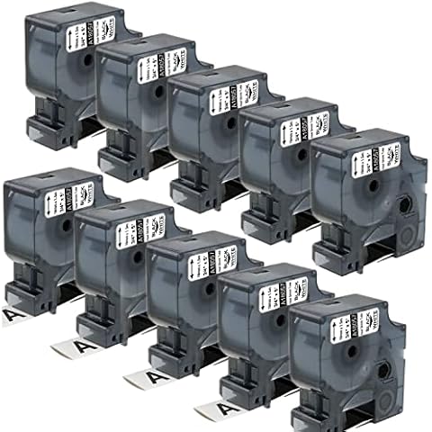 Aonomi 18057 a18057 Heat Shrink Tubes Replacement for DYMO 18057 3/4" 19mm Black on White Heat Shrink Tubes 10-Pack for Cable Wire Compatible with DYMO Rhino Industrial Label Maker 4200 5200 5000 6000 Cover