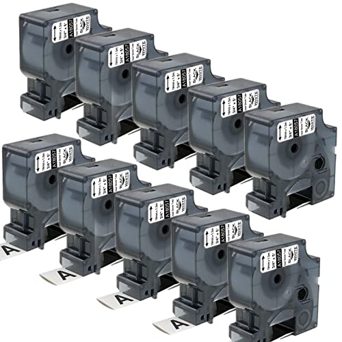 Aonomi 10パック互換熱収縮チューブテープ DYMO 18057 3/4インチ x 4.9フィート (19mm x 1.5m) DYMO Rhinoラベルメーカー4200 5200 5000 6000 工業用ラベルメーカー用、白地に黒