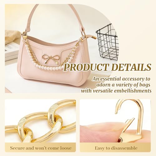 Purse Chain Pearl,Bag Purse Charms Chain for Handbags,Gold Purse Extender Chain with Pearl Purse,Purse Accessories Charms for Bags (1 Pcs) - Image 5