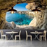 FLFK Sea Caves Landscape Wall Murals Peel and Stick 141.7"x98.4"- Self-Adhesive Wallpaper Large Poster Sticker for Bedroom Living Room Decor
