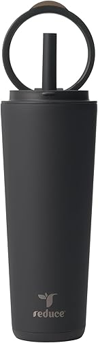 Miniatura 11 de REDUCE Halo - Vaso de acero inoxidable con aislamiento al vacío de 32 onzas, taza de viaje a prueba de derrames con tapa con asa abatible, mantiene